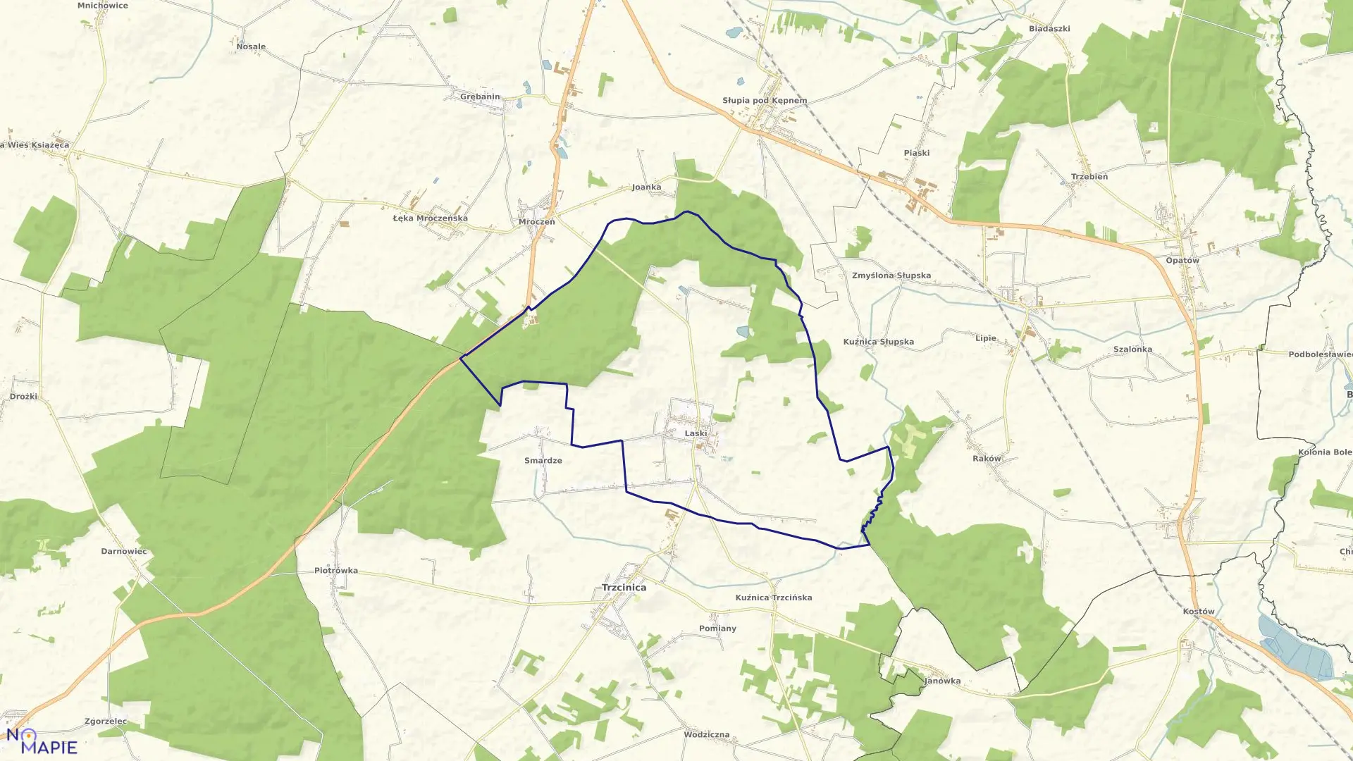 Mapa obrębu LASKI w gminie Trzcinica
