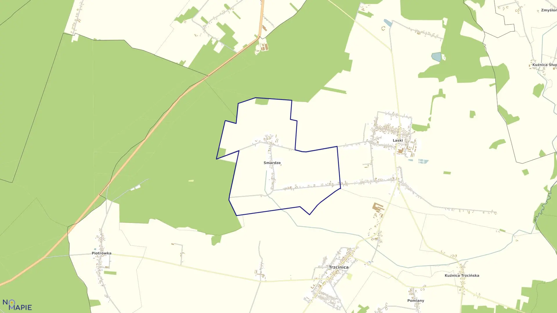 Mapa obrębu SMARDZE w gminie Trzcinica